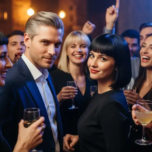 Confident Black-Haired Slavic Man at Party | Group of Friends