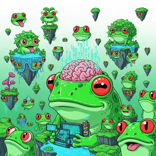 Playful Green Frog Universe | Digital Art Aesthetic