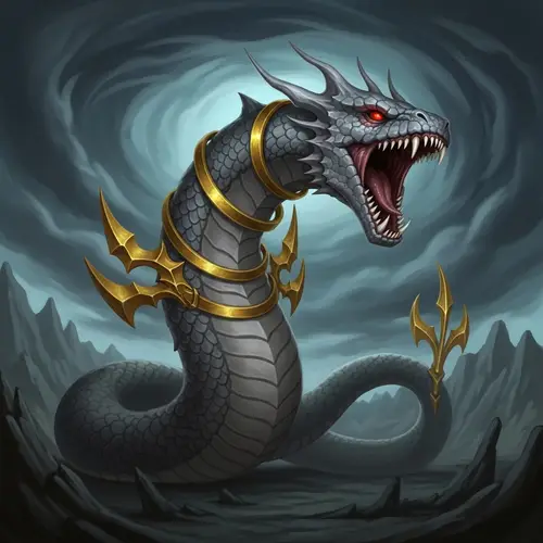 Roaring Giratina: Fascinating Serpentine Creature in Ominous Landscape