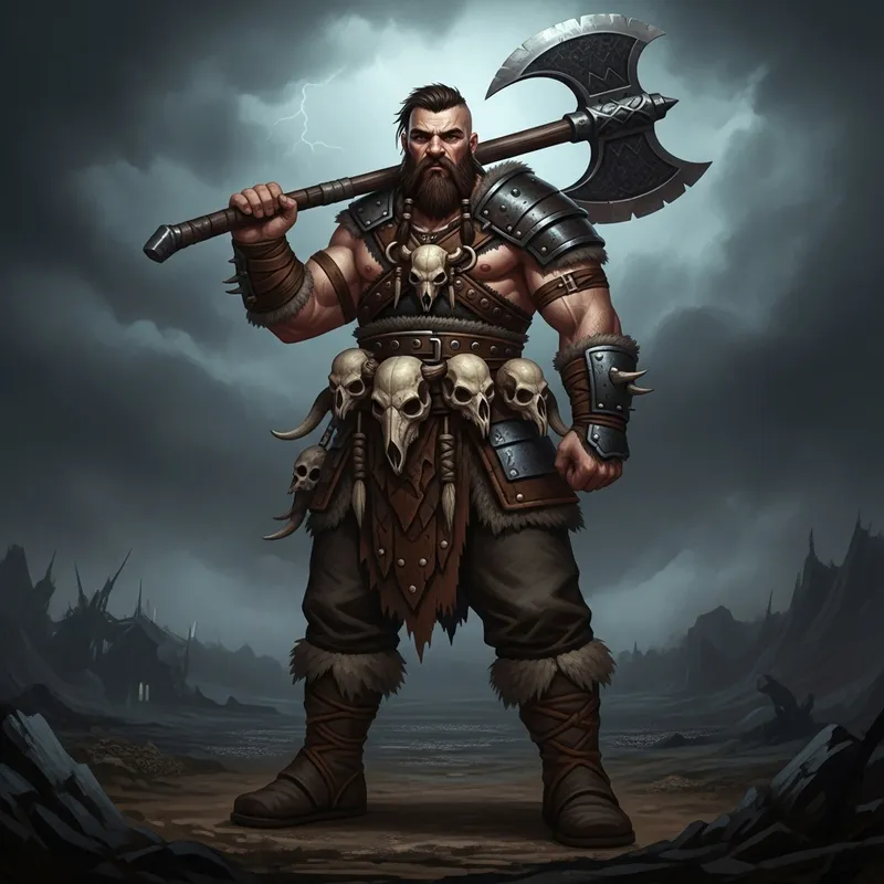 Grimdark Barbarian Drawing | Burly Young Warrior