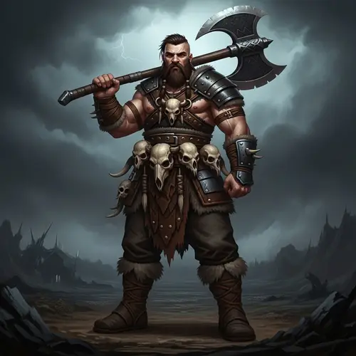Burly Barbarian Man in Grimdark Setting | Powerful Pose