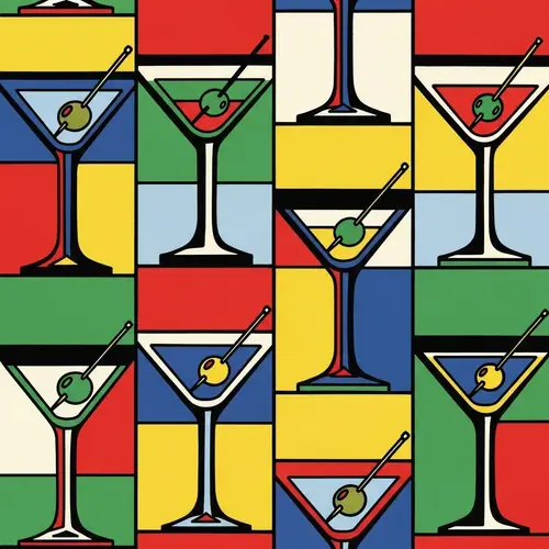 Martini Glass Pop Art Pattern - Bold & Vibrant Design