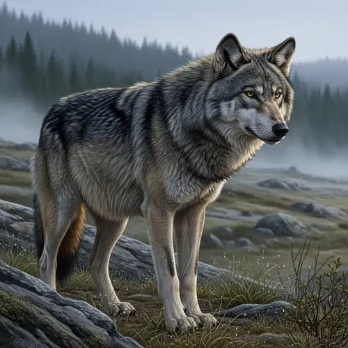 Majestic Wolf in Natural Habitat | Wildlife Photography