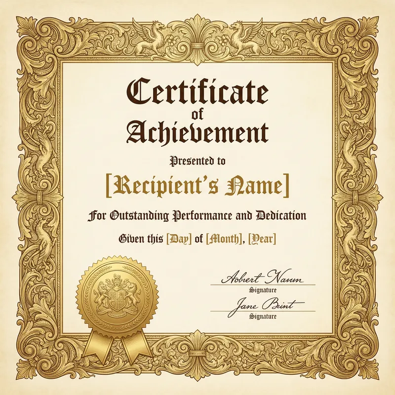 Elegant Certificate Design Template with Gold Border