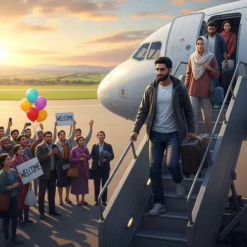 Heartwarming Repatriation Scene: Joyful Homecoming After Long Journey
