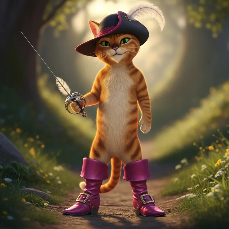 Adorable Cat with Pink Boots - Stylish Feline Character