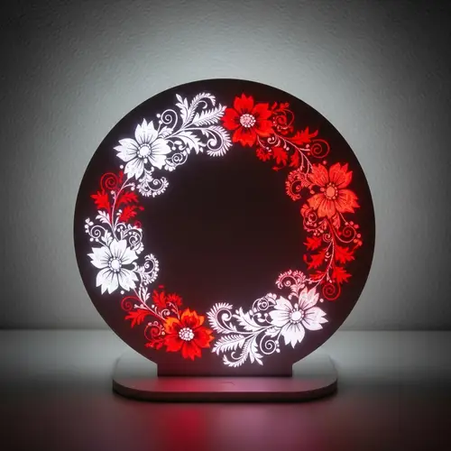 Modern Minimalist Table Clock with Russian Embroidery
