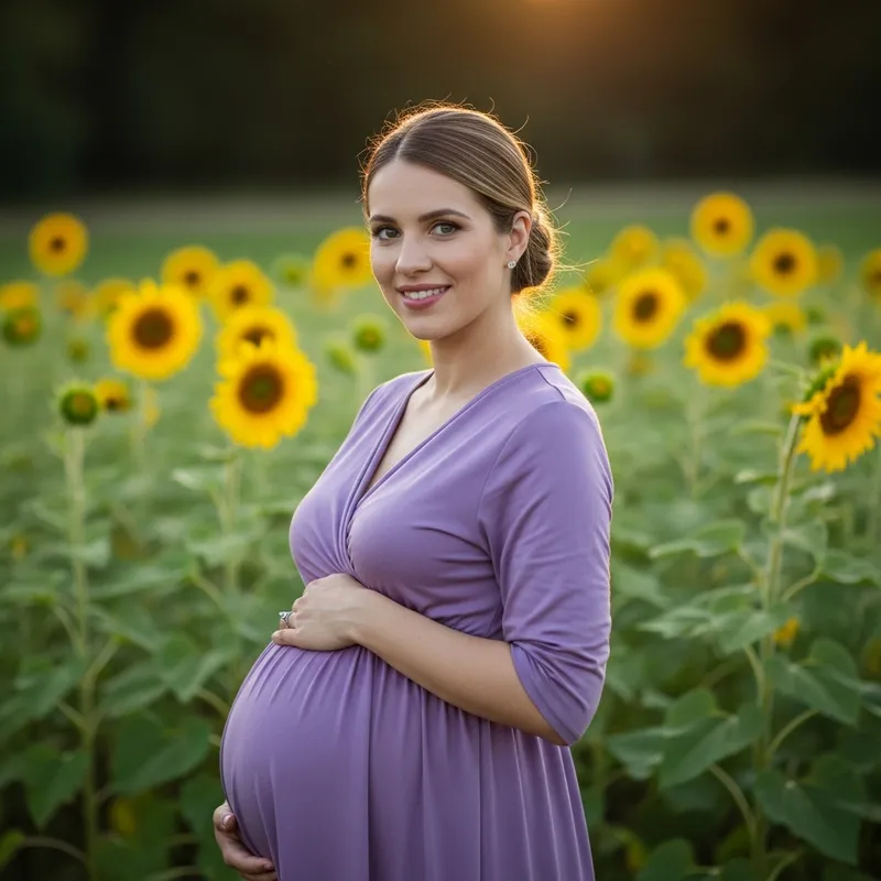 Expecting Mother in Lavender Maternity Dress