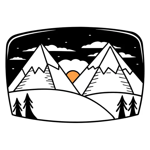 Minimalist Mountain Landscape Vector Art at Sunset