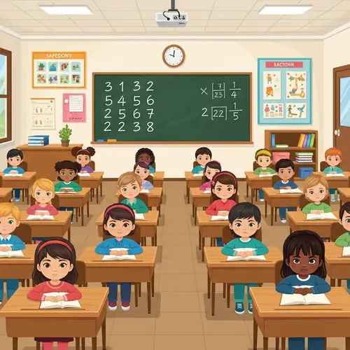 Diverse Primary School Students Engage in Safety Lockdown Drill