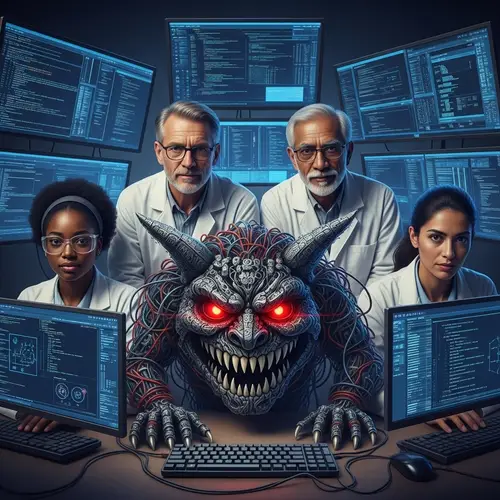 Diverse Computer Scientists Battling Digital Monsters