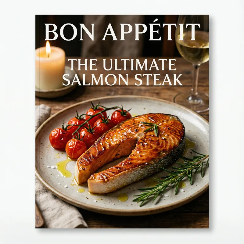 Delicious Salmon Steak with Rosemary, Tomatoes, and Cozy Atmosphere