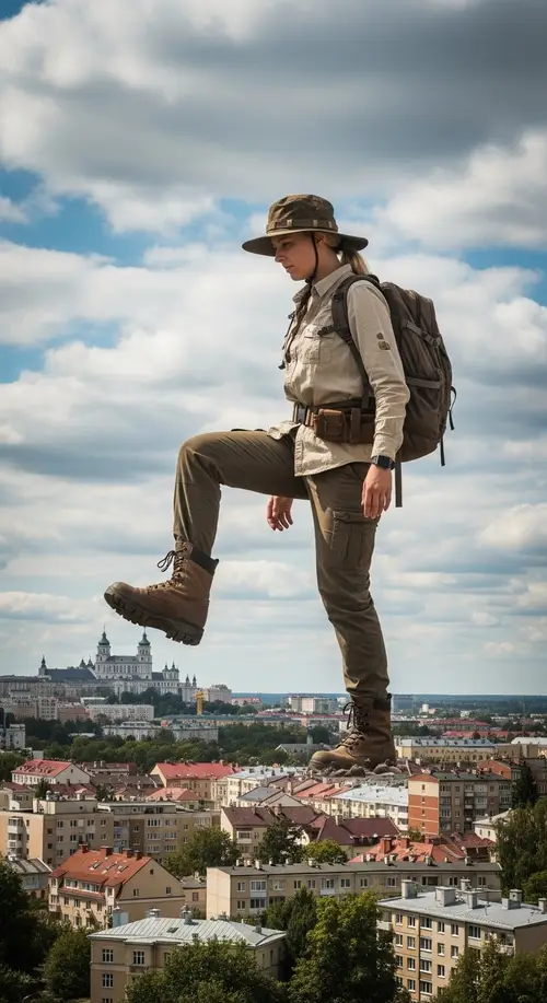 Gigantic Lara Croft Reaches Clouds | Spectacle in Cityscape
