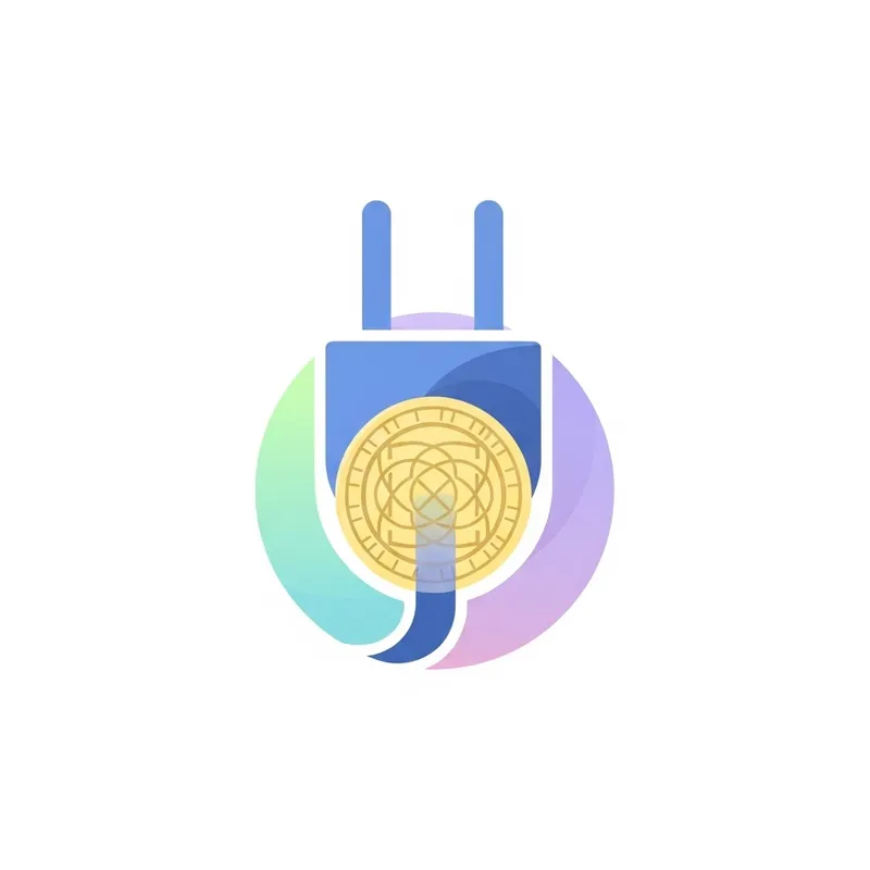 Modern Logo Design: Charger Plug with Coin | Pastel Colors