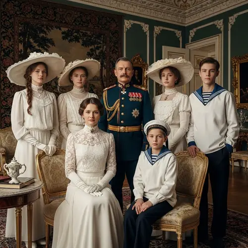 Romanov Family Portrait: Elegance of Early 20th Century