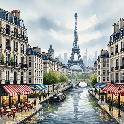 Paris en Acuarela: A Romantic Cityscape