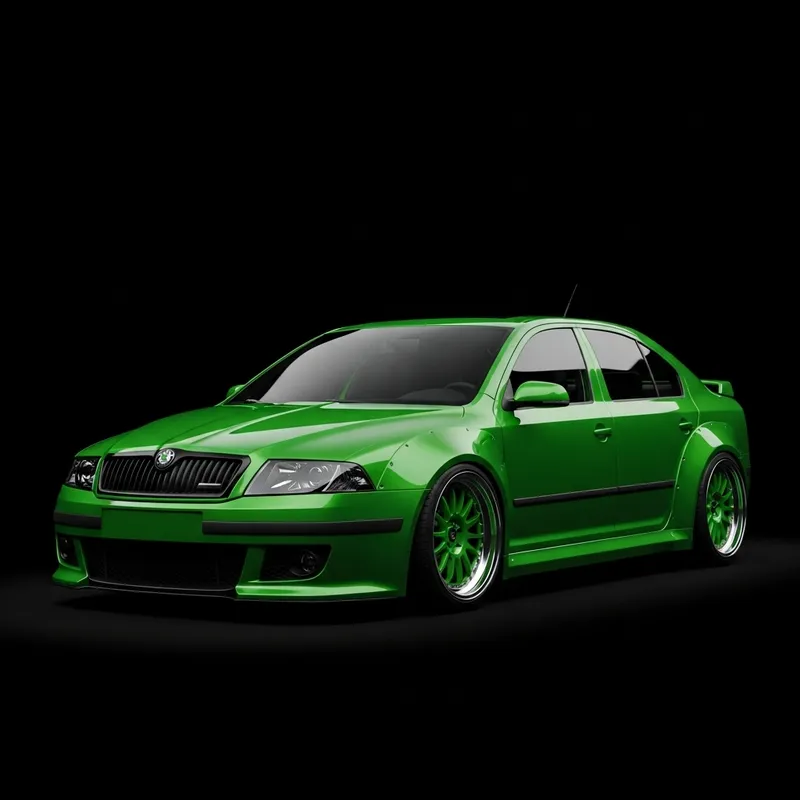 Striking Green Skoda Octavia A4 Widebody on Black Background Striking Green Skoda Octavia A4 Widebody on Black Background