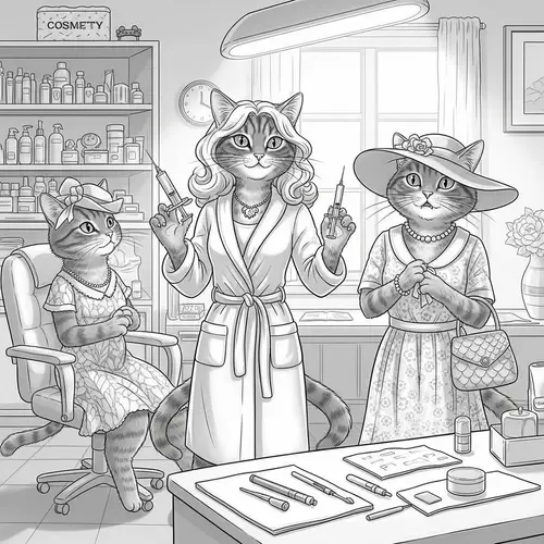 Feline Cosmetologist Office | Beauty Scene with Cats