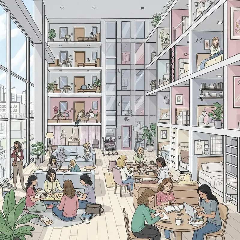 Modern Girls Hostel with Chic Business Design