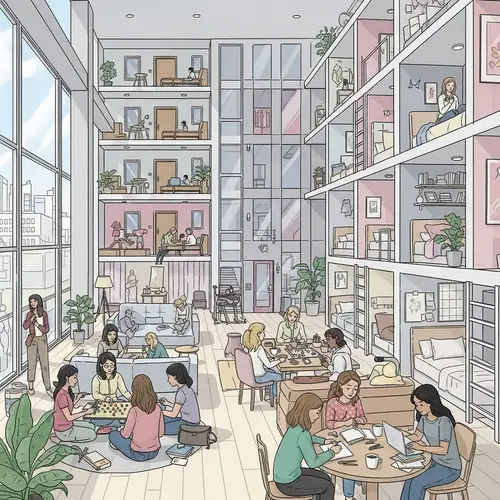 Modern & Chic Girls' Hostel in Urban Setting