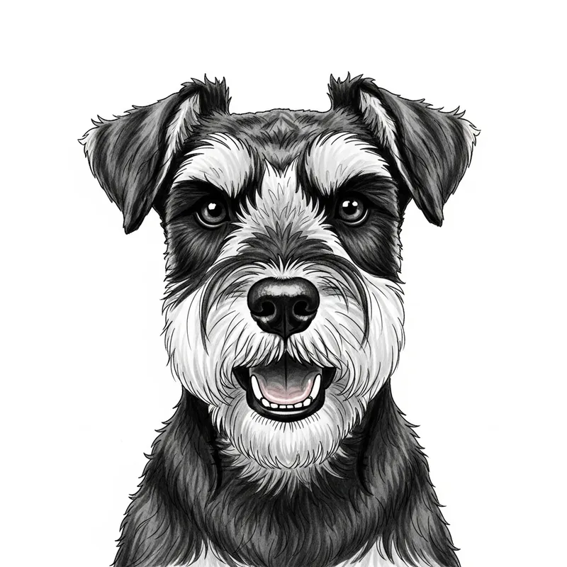 Adorable Black and White Schnauzer Illustration