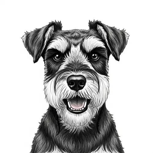 Adorable Black and White Schnauzer Illustration