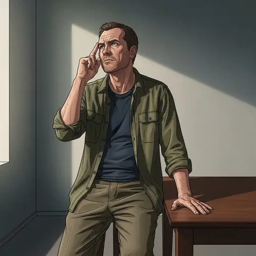 Middle-aged Caucasian Man Lost in Thought | Solitude Scene