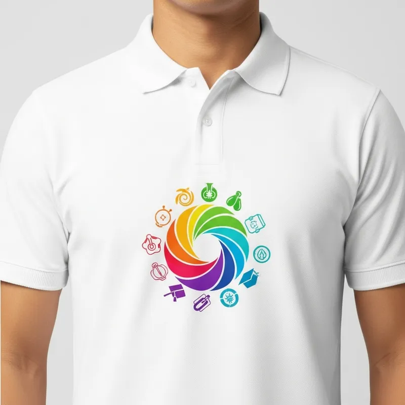 Minimalist Student Unity Design on White Polo Shirt