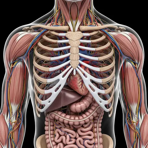 Abstract Human Anatomy Art: Fluid Organ Movement in Vibrant Hues