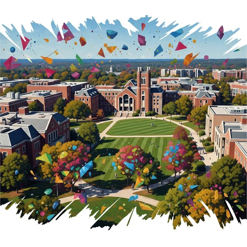 Vibrant College Campus: Abstract Art Visualized
