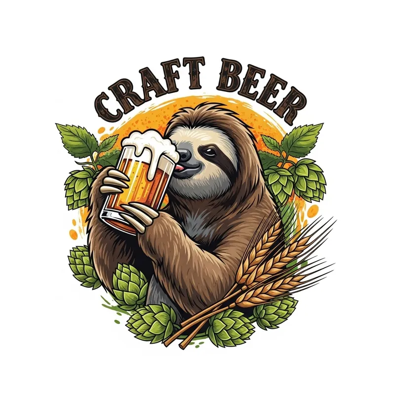Craft Beer-Inspired Illustration: Beer-Drinking Sloth Artwork