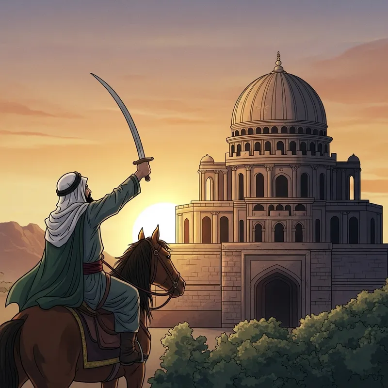 Middle Eastern Spiritual Leader Reclaiming Al-Aqsa at Sunrise