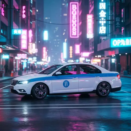 Futuristic Cyber City Taxi Cab: Modern Urban Mobility
