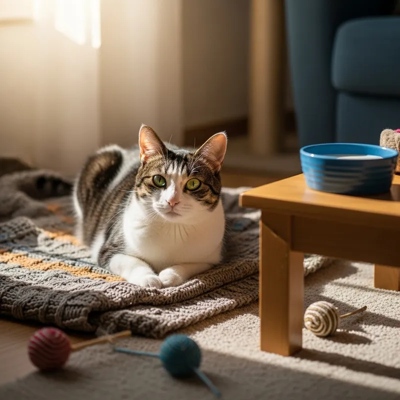 Tranquil Domestic Cat Lounging in Sunlight