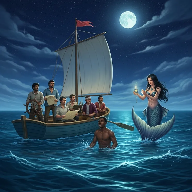 Mesmerizing Filipina Mermaid Seduces Sailors | Dark Ocean Night Scene Mesmerizing Filipina Mermaid Seduces Sailors | Dark Ocean Night Scene