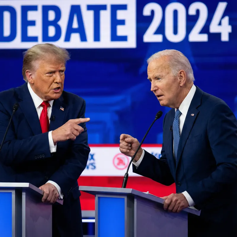 Political Debate: Trump vs Biden - Dramatic Lighting Contrasts