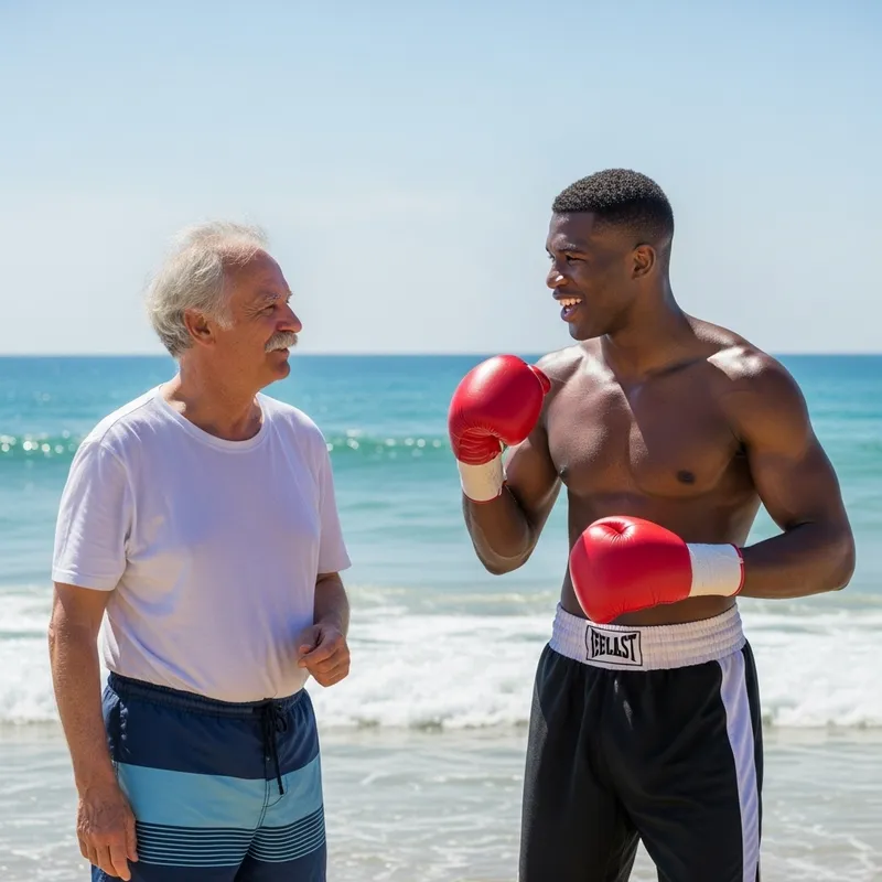 Einstein and Ali: Unlikely Encounter on Beach Einstein and Ali: Unlikely Encounter on Beach