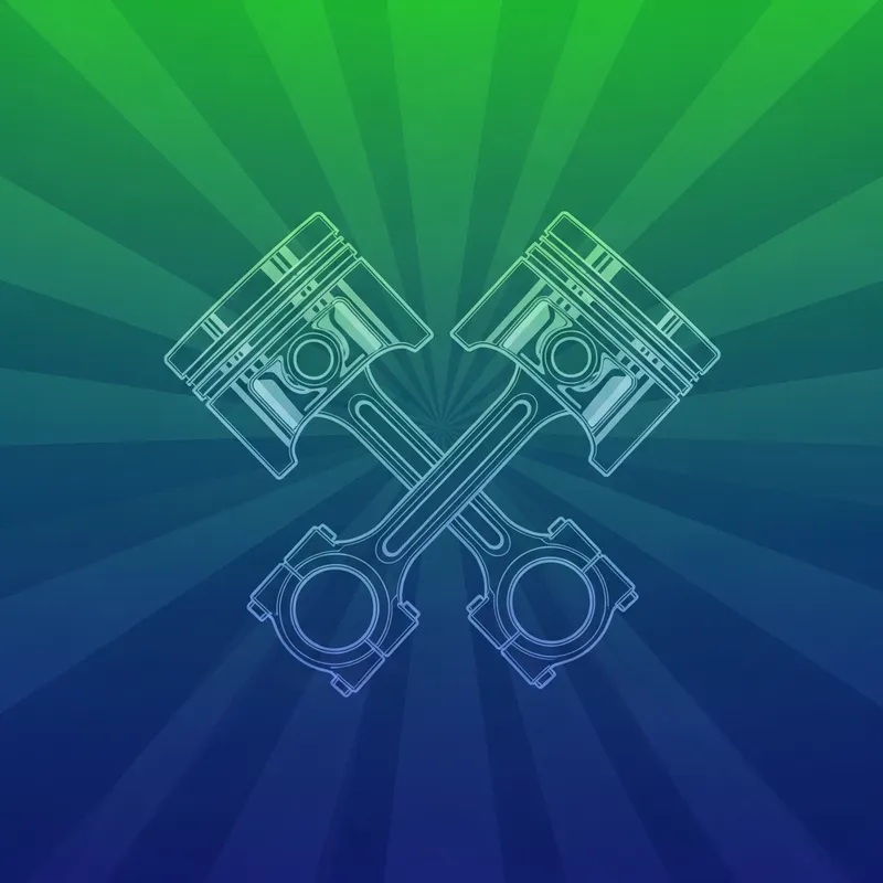 Neon Matrix-Inspired Adeptus Mechanicus Emblem with Crossed Pistons