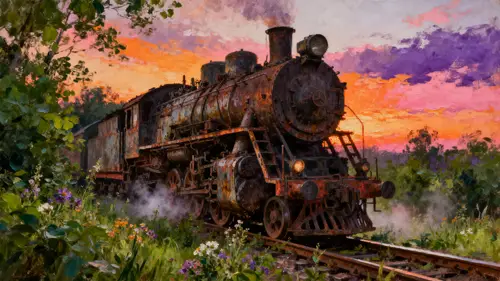 Majestic Vintage Steam Locomotive in Nature