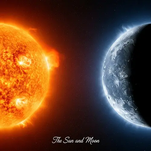 Cosmic Dance: Sun and Moon Wallpaper
