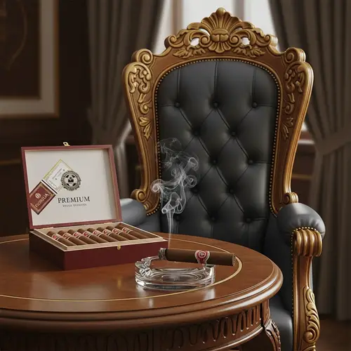 Luxurious High Back Chair and Premium Cigar Table Setting