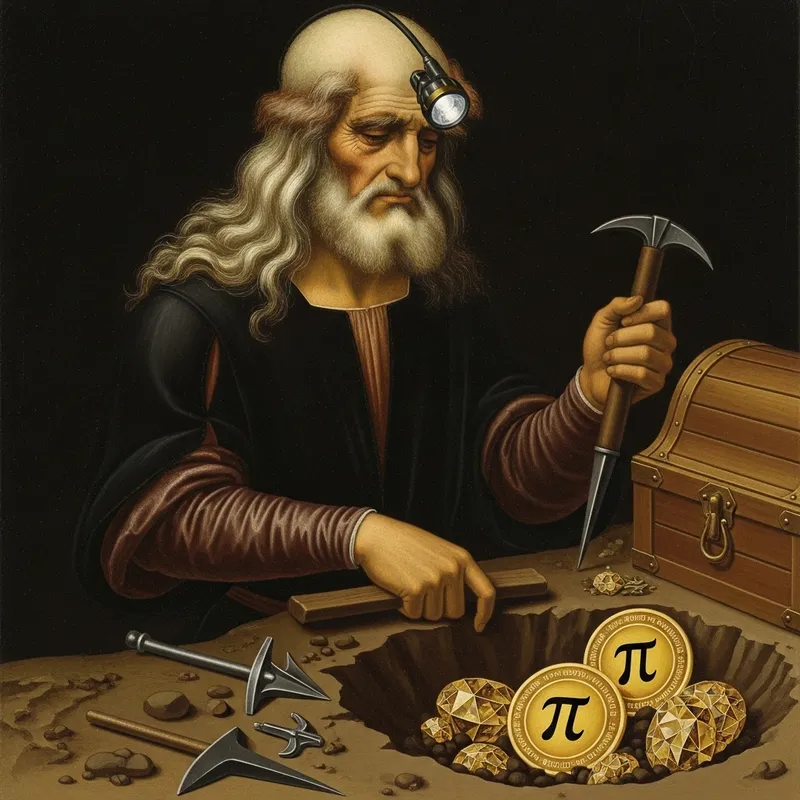 Da Vinci Mining for Pi Crypto Gems - Renaissance Style Art