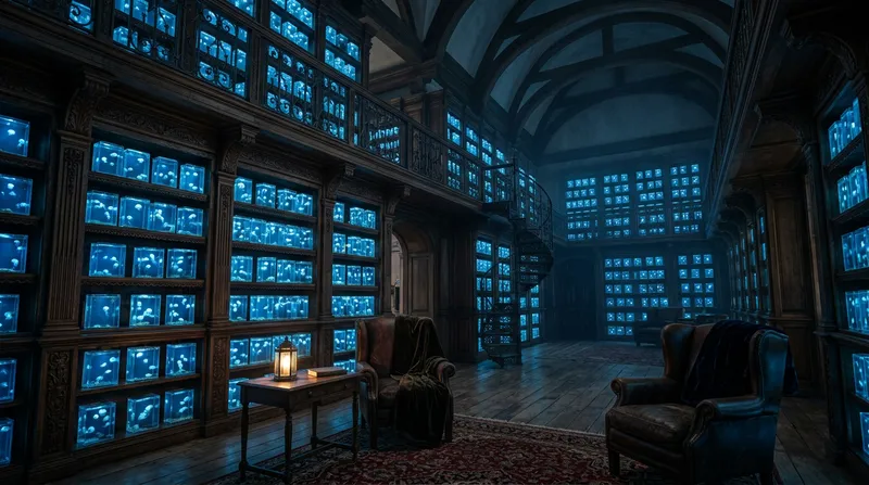 Stunning Victorian Library with Bioluminescent Jellyfish