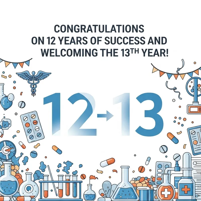 Pharmaceutical Marketing Company Celebrating 13 Years of Success | Greeting Message Pharmaceutical Marketing Company Celebrating 13 Years of Success | Greeting Message