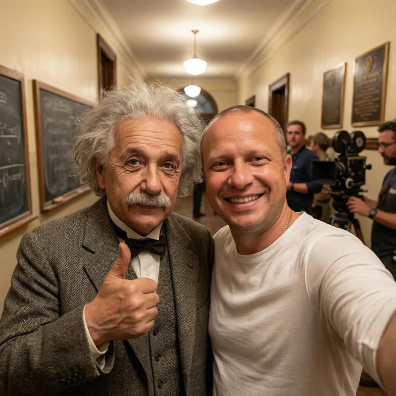 Selfie with Albert Einstein - Early 20th Century Vibe