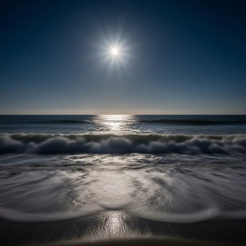 Serene Moonlit Night Seascape | Impressionism Artistry with Gentle Waves