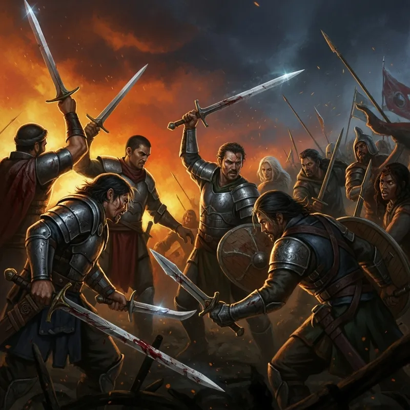 Raw Emotions: Dark & Fiery Warriors Locked in Combat