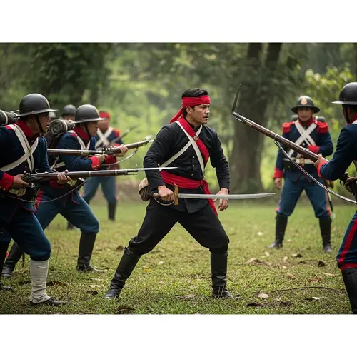 Filipino Military Officer Battling Colonial Soldiers in 19th Century