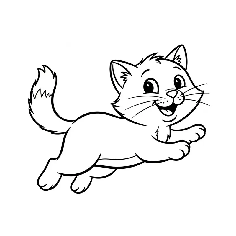 Cheerful Cat Coloring Image: Classic Cartoon Style for Kids Cheerful Cat Coloring Image: Classic Cartoon Style for Kids