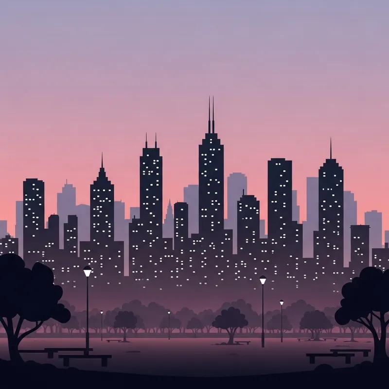 Minimalist Cityscape Art: Tranquil Skyline